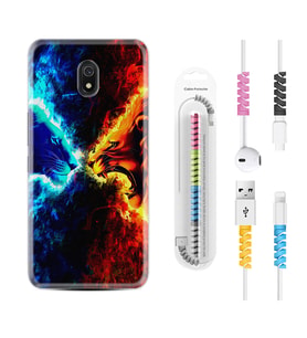 Xiaomi Redmi 8A 8 Pro 9C 9T 10C 11T Pro Kılıf Kablo Koruma Spiral Silikon Red Blue Leon 1714