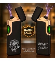 İsme Özel Premium Şarjlı Çakmak - Çift Yön Baskı Opsiyonu- Aslan Kurt Kartal Logo Seçenekleriyle