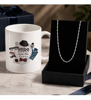 BK Gift Kişiye Özel Babalar Günü Tasarımlı Beyaz Kupa & Yaprak Model Zincir Kolye -14, Babalar Günü Hediyesi