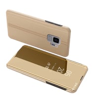 Samsung Galaxy S9 Uyumlu Aynalı Kapaklı Lüx Kılıf (Gold)