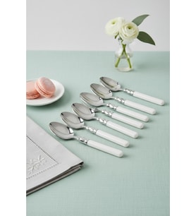 6 lı Paslanmaz Çelik Soft Beyaz Yemek Kaşığı Seti