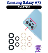 Samsung Galaxy A72 Arka Kamera Camı Lensi Yapışkanlı Dış Cam SM-A725F Uyumlu
