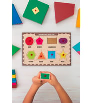 Geometrik şekiller Tutmalı Ahşap Puzzle