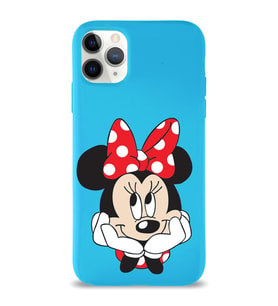 Apple iPhone 11 Pro Max  Lansman Kılıf Minnie Mouse Tasarımlı Altı Kapalı İçi Kadife Kaplı  Kapak (Şeffaf)