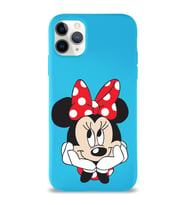 Apple iPhone 11 Pro Max  Lansman Kılıf Minnie Mouse Tasarımlı Altı Kapalı İçi Kadife Kaplı  Kapak (Şeffaf)