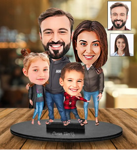 Kişiye Özel Aile Tasarımlı Karikatür Biblo 159