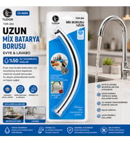 KUĞU EVYE - LAVABO UZUN MİX BATARYA BORUSU KROM KAPLAMA - VAKUMLU - SÜZGEÇLİ UÇ (5343)