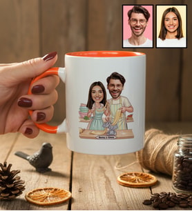 Kişiye Özel Karikatür Yemek Yapan Romantik Çift Kupa Bardak Sevgililer Günü Hediyesi