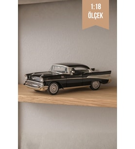 Siyah 1:18 Ölçek Die Cast İnce Detay 1957 Chevy Bel Air Oyuncak Metal Klasik Koleksiyon Model Araba