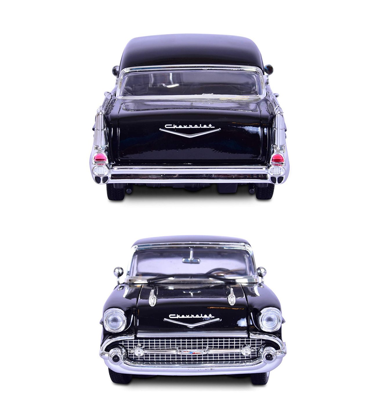 Siyah 1:18 Ölçek Die Cast İnce Detay 1957 Chevy Bel Air Oyuncak