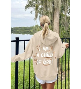 Sırt Baskılı Oversize Sweatshirt (Bej)