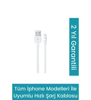Iphone Şarj Kablosu Beyaz (iphone 13 - 12 - 11 - X-8-7-6 Destekleyen Şarj Kablosu