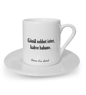 İsme Özel Türk Kahvesi Fincanı Seti - Kahve Bahane (Beyaz)