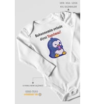 Babaannemin Evinde Diyet Yapılmaz! Baskılı Bebek Zıbını – Çıtçıtlı Body  %100 Pamuk Uzun Kol (Beyaz)