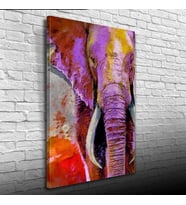 Pastel Renklerde Dekoratif Fil Görseli Kanvas Tablo 50 x 70