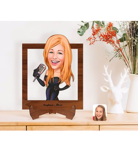 BK Gift Kişiye Özel Assolist Karikatürlü Ahşap Standlı 3D Biblo-1 (Beyaz)