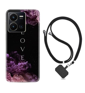 Vivo Y35 Kılıf Silikon Boyun Askılı İpli Desenli Silikon Love Flow 1664