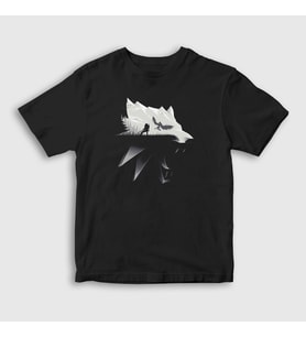 Presmono Unisex Çocuk Siyah Wolf Dizi Witcher T-Shirt 327959tt