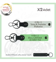 Motorcu Arkadaşlara, İsim Plaka ve 0 Rh- Kan Grubu Yazılı Acil Durum Anahtarlığı, Beyaz-F Yeşil-Syh (Çok Renkli)