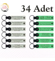 Beyaz & Fıstık Yeşili, Fen Bilimleri Öğretmeninden Sınıfına Hediye, 34’lü Set, Mesajlı Anahtarlık