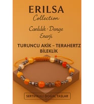 Sertifikalı Terahertz Turuncu Akik Taşı Bileklik – Enerji, Canlılık ve Denge Doğal Taş (Çok Renkli)