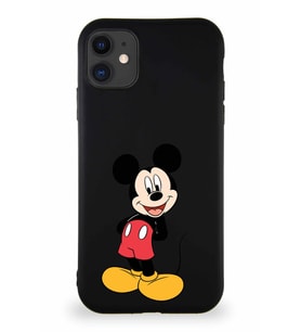 Apple iPhone 11 Soft Premier Kapak Mickey Mouse-B Tasarımlı Silikon Kılıf - Siyah (Şeffaf)