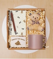 Fincan, Peluş Ayıcık, Defter, Kalem, Başımın Tatlı Belası Magnet, Hediye Seti