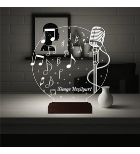 Luvivia Müzik Nota Müzisyen Hediye Kişiye Özel 3D Lamba - Masa Gece Lambası