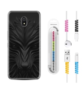 Xiaomi Redmi 8A 8 Pro 9C 9T 10C 11T Pro Kılıf Kablo Koruma Spiral Silikon Black Fox 1325