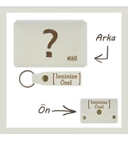 Beyaz Renk, Soru İşareti Desenli, İsme Özel, Cüzdan Ve Anahtarlık Set, Arkadaşa Efsane Hediye