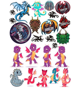 Sevimli Ejderhalar Sticker Set 7 26 Parça Telefon, Tablet, Defter, Laptop Sticker