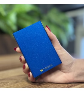 Mekanizmalı Kartlık Rfid Korumalı Alüminyum Otomatik Mekanizmalı Kredi Kartlık Renkli Simli Mavi (Pullu Mavi)