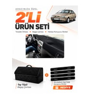 e-biz FIAT SİENA (1999-2005) Uyumlu Torpido Örtüsü + Tay Tüyü Bagaj Çantası Seti - Siyah - FI002