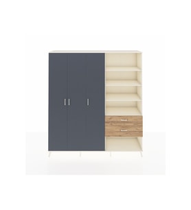 Hyperion Dolap 16 Raflı 2 Çekmeceli 3 Kapaklı 220x44x243 Aytaşı-Antrasit/Çam