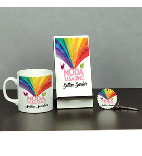 Moda Tasarımcı Üçlü Set (Kupa + Telefon Standı + Anahtarlık)