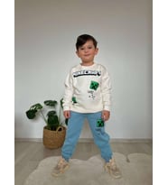 Cg Kids Minecraft Erkek Çocuk 3 İplik Şardonlu Alt Üst Takım Süper Kalite Kumaş Sırt Baskı Detay (Çok Renkli)