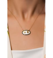 SİYAH TAŞ ÇERÇEVELİ KOLYE 14 AYAR A049688