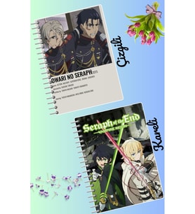 Owari no seraph defter seti 2 adet A4 boyutu 21*30 çizgili + kareli 60 syf