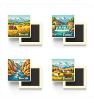 Tunceli - Baskılı Buzdolap Magneti Kare - 9x9 cm - 4 Adet