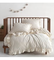 Macas Home Pure Natural Bebe %100 Pamuk Fırfırlı Yıkamalı Nevresim Takımı 100*150