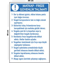 Metal Matkap Freze Güvenlik Talimatı 30 cm x 40 cm A3 Büyüklüğünde Uyarı Levhası Yönlendirme Tabela