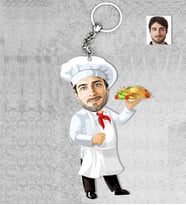 Kişiye Özel Ahçı Erkek Ahşap Anahtarlık-3