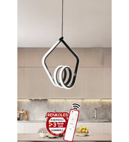 Modern Sarkıt LED Avize, 3 Renk Seçeneği, Kumandalı, Siyah Kasa