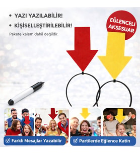 Kişiselleştirilebilir Ok İşaretli Mesaj Tacı (2’Li Set Sarı-Kırmızı)