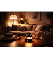 %100 El Emeği Karo Yansıma Desenli Tealight Mumluk Kahverengi R10xH12x3 cm