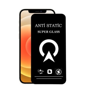 Apple Uyumlu   iPhone 12 Anti Static Toz Tutmaz Çerçeveli Ekran Koruyucu Cam