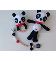 Yenidoğan Panda Set Amigurumi Organik Oyuncak