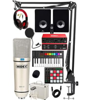 Midex Referans Paket-6 Maxword Monitör Ses Kartı CX1 Mikrofon Pad Controller Midi Klavye