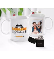 BK Gift Kişiye Özel Babalar Günü Hediyesi Fotoğraflı Kupa Bardak ve Benzinli Çakmak Seti-18 (Model 1)