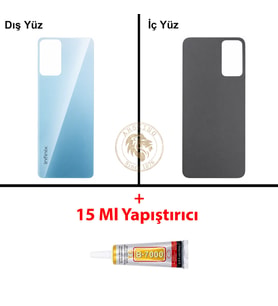 Infinix Hot 12 Mavi Uyumlu Arka Kapak + B7000 Yapıştırıcı Arka Cam Batarya Pil Kapağı Lazer Kesim